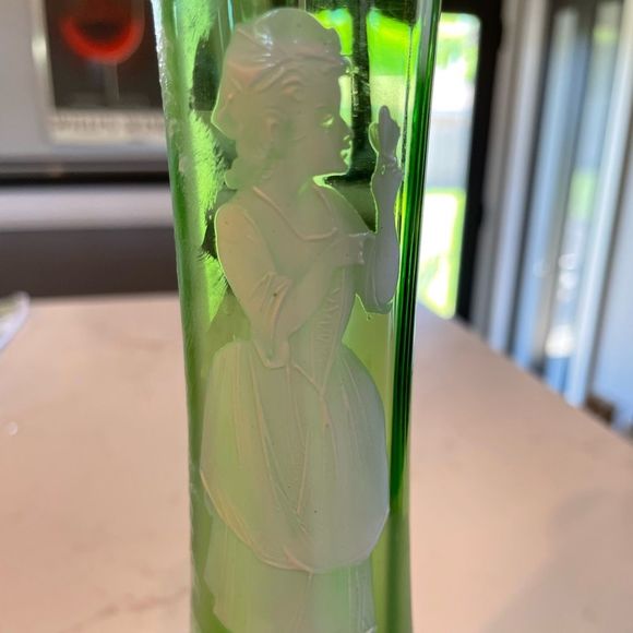 Mary Gregory Green Glass Vase - Picture 2 of 6